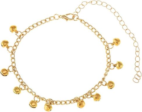 Bangle anklet with bells for Women 18k Gold/Silver Dainty Waterproof Charm Anklet Plus Size Good Luck Boho Beach Adjustable Indian Cute Bell Ankle Bracelet Jewelry for Women Teen Girls in Saudi Arabia