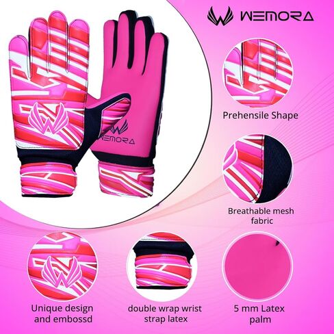 WEMORA Soccer Goalie Gloves for Kids Youth Junior Boys 4mm Anti Slip Latex Palm Grips Football Goalkeeper Gloves in Saudi Arabia