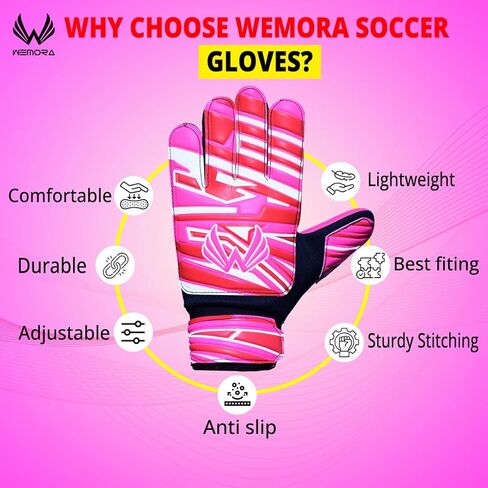 WEMORA Soccer Goalie Gloves for Kids Youth Junior Boys 4mm Anti Slip Latex Palm Grips Football Goalkeeper Gloves in Saudi Arabia