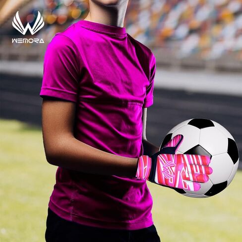 WEMORA Soccer Goalie Gloves for Kids Youth Junior Boys 4mm Anti Slip Latex Palm Grips Football Goalkeeper Gloves in Saudi Arabia