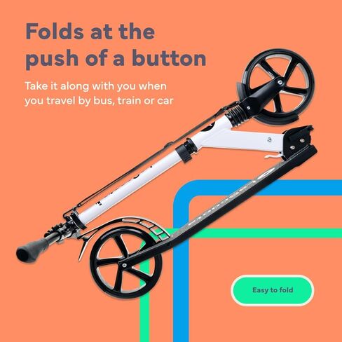 سكوتر لاسكوتا كيك للأطفال بعمر 6 سنوات فما فوق، والمراهقين والبالغين، عجلات يوريثان قوية كبيرة مقاس 8 بوصات. مقود قابل للتعديل، خفيف الوزن، قابل للطي، أقصى حمل يصل إلى 220 رطلًا in Kuwait