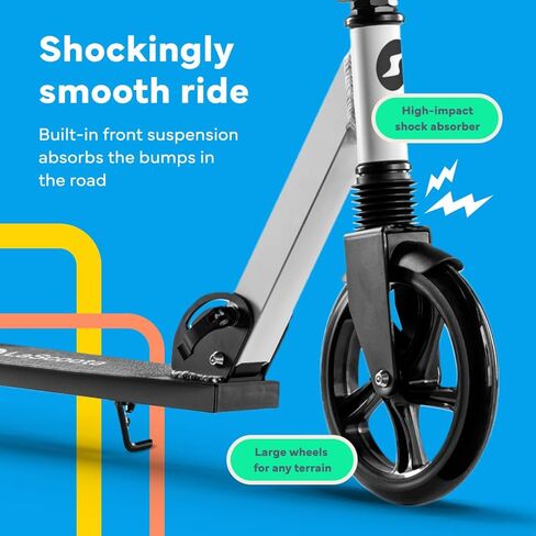 سكوتر لاسكوتا كيك للأطفال بعمر 6 سنوات فما فوق، والمراهقين والبالغين، عجلات يوريثان قوية كبيرة مقاس 8 بوصات. مقود قابل للتعديل، خفيف الوزن، قابل للطي، أقصى حمل يصل إلى 220 رطلًا in Kuwait