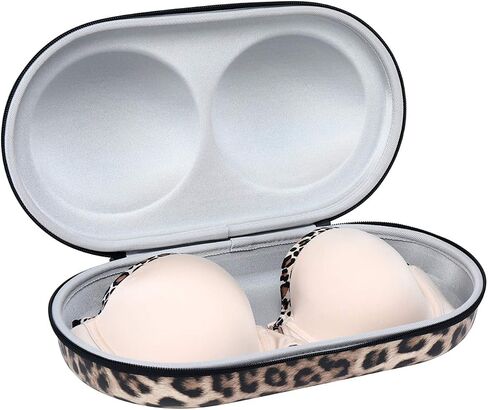 Bra Case Premium Lingerie Travel Bag Leopard Print Underwear Organizer Bag for A-C Cup (Purple) in Kuwait