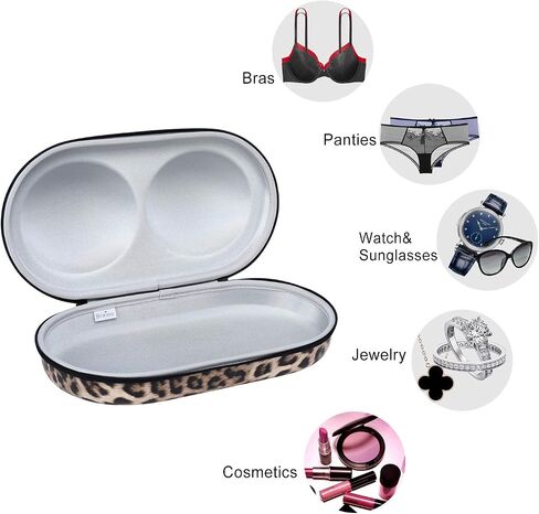 Bra Case Premium Lingerie Travel Bag Leopard Print Underwear Organizer Bag for A-C Cup (Purple) in Kuwait