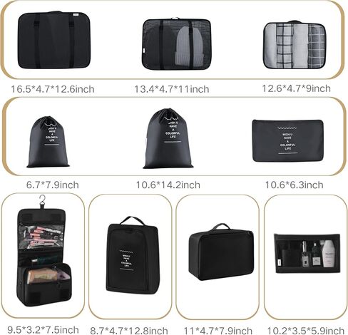 10 مجموعة مكعبات التعبئة لأساسيات السفر ، مجموعة الأمتعة الوعرة منظم مع تصميم شبكة ، وملحقات السفر المثالية للرجال ، والنساء ، جيدة لحقيبة التنظيم في أي رحلة in Kuwait