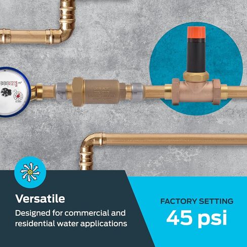 Cash Acme 3/4 Inch EB25 Sweat Double Union Pressure Regulating Valve (PRV), 45 PSI, 23137-0045 in Kuwait