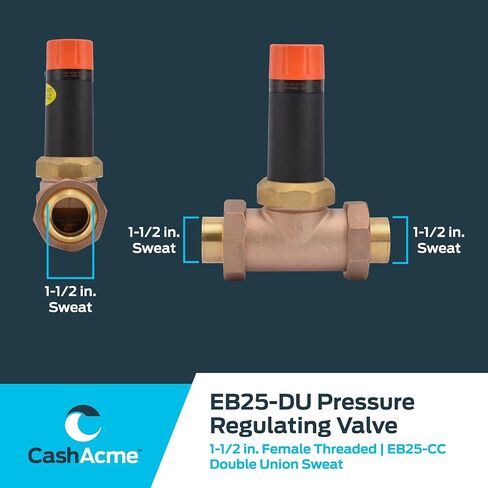 Cash Acme 3/4 Inch EB25 Sweat Double Union Pressure Regulating Valve (PRV), 45 PSI, 23137-0045 in Kuwait