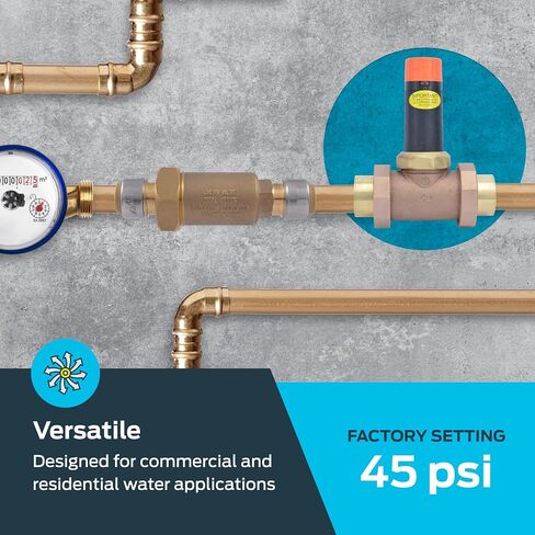 Cash Acme 3/4 Inch EB25 Sweat Double Union Pressure Regulating Valve (PRV), 45 PSI, 23137-0045 in Kuwait