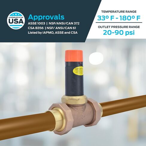 Cash Acme 3/4 Inch EB25 Sweat Double Union Pressure Regulating Valve (PRV), 45 PSI, 23137-0045 in Kuwait