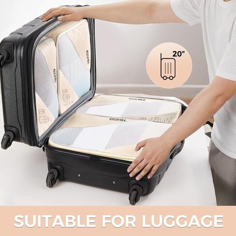 Packing Cubes for Travel, Suitcase Essentials Organizer Bags Set for Luggage, Road Trip Travel Accessories in 4 Sizes (Extra Large, Large, Medium, Small),Suitable for 20-inch suitcase Cream. in Saudi Arabia