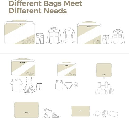 Packing Cubes for Travel, Suitcase Essentials Organizer Bags Set for Luggage, Road Trip Travel Accessories in 4 Sizes (Extra Large, Large, Medium, Small),Suitable for 20-inch suitcase Cream. in Saudi Arabia
