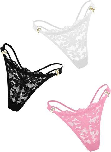 Women Floral Lace G-String Thongs Sexy Panties Stretch T Back Cheeky Tangas Rhinestones Shine Underwear in Saudi Arabia