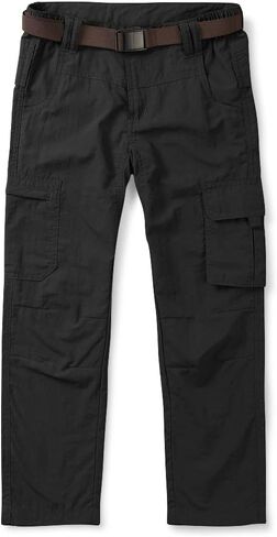 OCHENTA Boy's Quick Dry Pull on Cargo Pants for Big Kids Youth Outdoor Hiking Fishing Scout Khaki Tag 160-9-10Y in Saudi Arabia