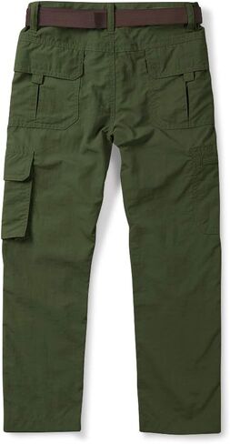 OCHENTA Boy's Quick Dry Pull on Cargo Pants for Big Kids Youth Outdoor Hiking Fishing Scout Khaki Tag 160-9-10Y in Kuwait