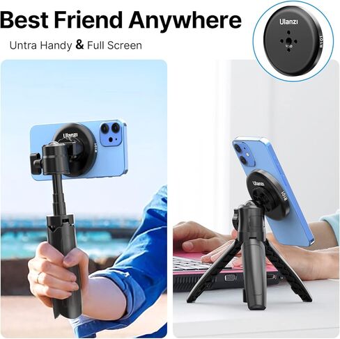ULANZI 61'' Magnetic Selfie Stick Phone Tripod with Wireless Remote, Extendable Cell Phone Tripod Stand, Compatible with MagSafe, Cellphone Tripod for iPhone 15 14 13 12 Series and Android Phones in Saudi Arabia