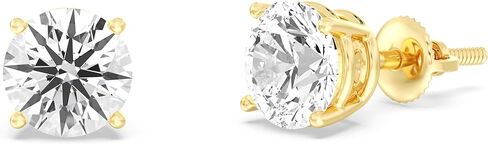 Gilded IGI Certified Lab-Grown Diamond 14KT White Gold and Yellow Gold Stud Earrings for Women| Hypoallergenic Fine Gold Jewelry | 4-Prong Basket, Screw Back Nut | VSI1 Clarity, E-F Color, Round Cut and Princess Cut | 1-2-3 Carat Total Weight in Saudi Arabia