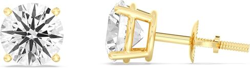 Gilded IGI Certified Lab-Grown Diamond 14KT White Gold and Yellow Gold Stud Earrings for Women| Hypoallergenic Fine Gold Jewelry | 4-Prong Basket, Screw Back Nut | VSI1 Clarity, E-F Color, Round Cut and Princess Cut | 1-2-3 Carat Total Weight in Saudi Arabia
