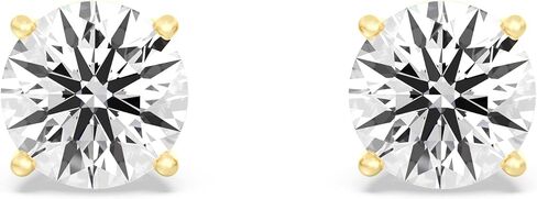 Gilded IGI Certified Lab-Grown Diamond 14KT White Gold and Yellow Gold Stud Earrings for Women| Hypoallergenic Fine Gold Jewelry | 4-Prong Basket, Screw Back Nut | VSI1 Clarity, E-F Color, Round Cut and Princess Cut | 1-2-3 Carat Total Weight in Saudi Arabia