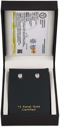 Gilded IGI Certified Lab-Grown Diamond 14KT White Gold and Yellow Gold Stud Earrings for Women| Hypoallergenic Fine Gold Jewelry | 4-Prong Basket, Screw Back Nut | VSI1 Clarity, E-F Color, Round Cut and Princess Cut | 1-2-3 Carat Total Weight in Saudi Arabia