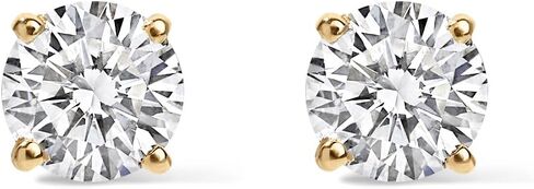 Gilded IGI Certified Lab-Grown Diamond 14KT White Gold and Yellow Gold Stud Earrings for Women| Hypoallergenic Fine Gold Jewelry | 4-Prong Basket, Screw Back Nut | VSI1 Clarity, E-F Color, Round Cut and Princess Cut | 1-2-3 Carat Total Weight in Saudi Arabia