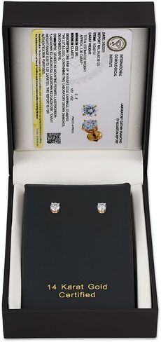 Gilded IGI Certified Lab-Grown Diamond 14KT White Gold and Yellow Gold Stud Earrings for Women| Hypoallergenic Fine Gold Jewelry | 4-Prong Basket, Screw Back Nut | VSI1 Clarity, E-F Color, Round Cut and Princess Cut | 1-2-3 Carat Total Weight in Saudi Arabia