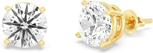 Gilded IGI Certified Lab-Grown Diamond 14KT White Gold and Yellow Gold Stud Earrings for Women| Hypoallergenic Fine Gold Jewelry | 4-Prong Basket, Screw Back Nut | VSI1 Clarity, E-F Color, Round Cut and Princess Cut | 1-2-3 Carat Total Weight in Saudi Arabia