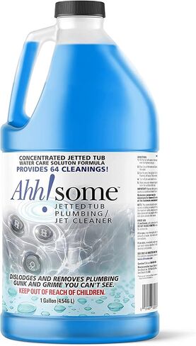 AhhSome 2 in 1 Jetted Tub & Hot Tub Cleaner Serum, Powerful Spa Bath, Hot Tub & Jetted Tub System Cleaning Solution for Jacuzzis & Whirlpools, 1 Gallon (64 Treatments), Professional Grade, Made in USA in Saudi Arabia