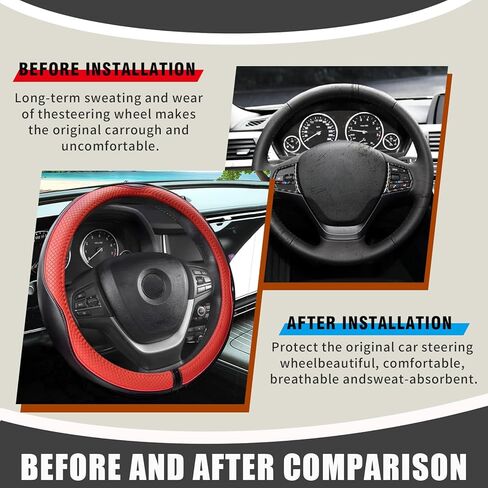 Car Wheel Cover Protector Soft Breathable Anti Slip, Steering Wheel Covers for Women Men, Car Steering Wheel Cover, Universal Fit 15 Inch Vehicle, Truck, SUV (Black/Blue) in Kuwait