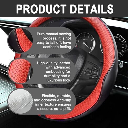 Car Wheel Cover Protector Soft Breathable Anti Slip, Steering Wheel Covers for Women Men, Car Steering Wheel Cover, Universal Fit 15 Inch Vehicle, Truck, SUV (Black/Blue) in Kuwait