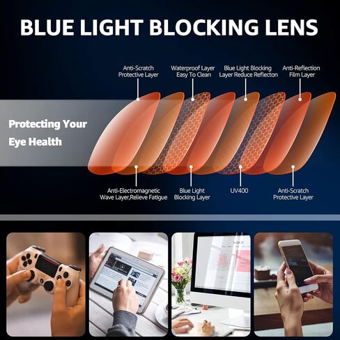 TJUTR Clip On Blue Light Blocking Glasses, Computer TV Gaming Glasses for Women Men, Improve Sleep & Reduce Eyestrain in Saudi Arabia