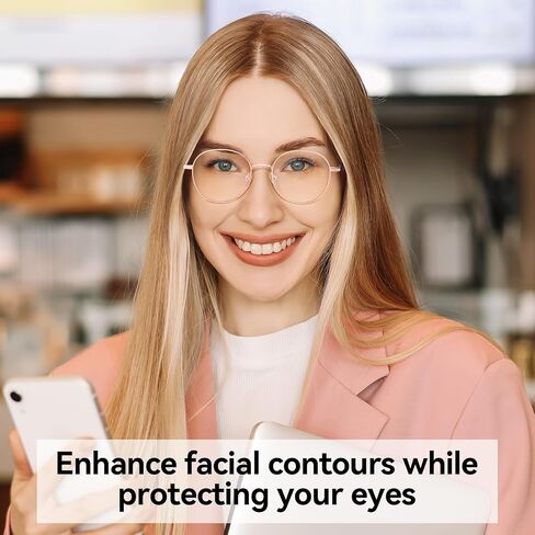 Dollger Round Blue Light Blocking Glasses for Women Men Circle Clear Lens Metal Frame Computer Gaming Eyeglasses Blue Light Glasses in Kuwait