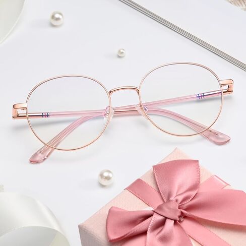 Dollger Round Blue Light Blocking Glasses for Women Men Circle Clear Lens Metal Frame Computer Gaming Eyeglasses Blue Light Glasses in Kuwait