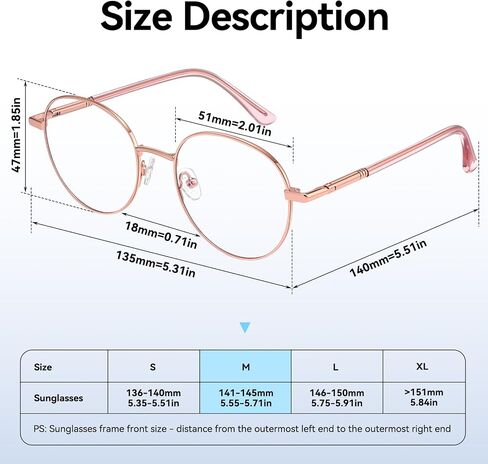 Dollger Round Blue Light Blocking Glasses for Women Men Circle Clear Lens Metal Frame Computer Gaming Eyeglasses Blue Light Glasses in Kuwait