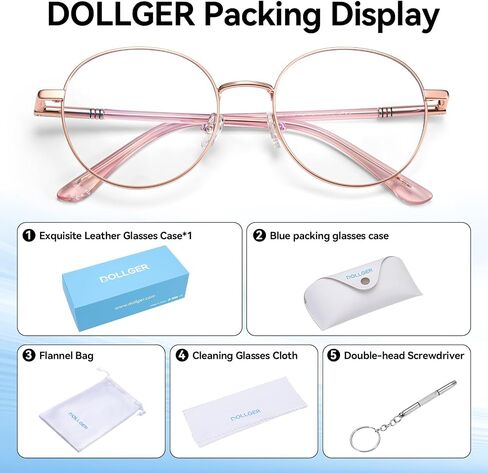 Dollger Round Blue Light Blocking Glasses for Women Men Circle Clear Lens Metal Frame Computer Gaming Eyeglasses Blue Light Glasses in Kuwait