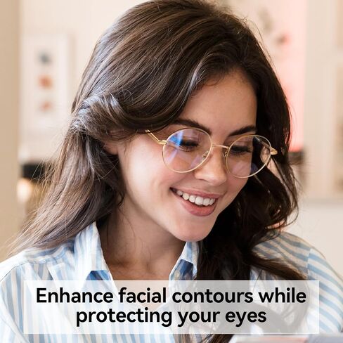 Dollger Round Blue Light Blocking Glasses for Women Men Circle Clear Lens Metal Frame Computer Gaming Eyeglasses Blue Light Glasses in Kuwait