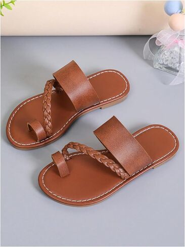 شقق الجلود الفتاة الفتاة Gorglitter Strappy Sandal لطيف مضفر خاتم أخمص القدم in Kuwait