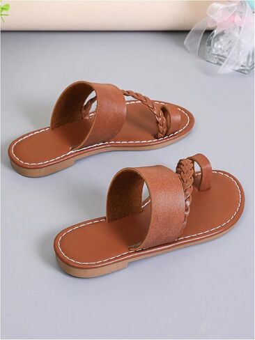 شقق الجلود الفتاة الفتاة Gorglitter Strappy Sandal لطيف مضفر خاتم أخمص القدم in Kuwait