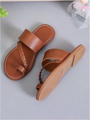 شقق الجلود الفتاة الفتاة Gorglitter Strappy Sandal لطيف مضفر خاتم أخمص القدم in Kuwait