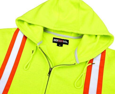 BOCOMAL FR Hoodies High Visibility 10.5oz Cottion Fleece Zipper Hi Vis Flame Resistant Reflective Hooded Sweatshirts in Saudi Arabia