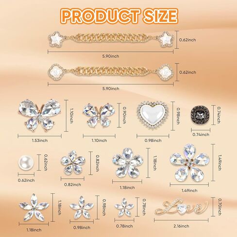 Bling Accessories for BOGG Bags - 22PCS Flower, Letter & Pearl Chain Charms,Easy-Clip Rhinestone Decorations for Beach Totes, Crochet & Rubber Bags in Kuwait