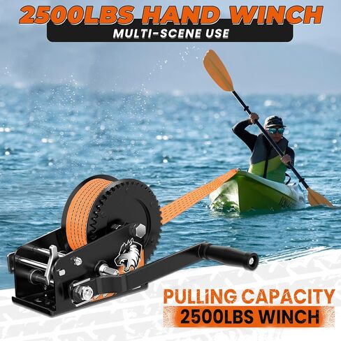 Winches على متن القوارب للمقطورات ، مقطورة القوارب الثقيلة مع حزام 33 قدم ، 2- الطريق السقاطة ونسبة 4: 1/8: 1 ترس اثنين من السرعة القابلة للتبديل 3500 رطل يدوية كرنك ، شاحنة القطر ، ATV ، RV و Jet Ski in Kuwait