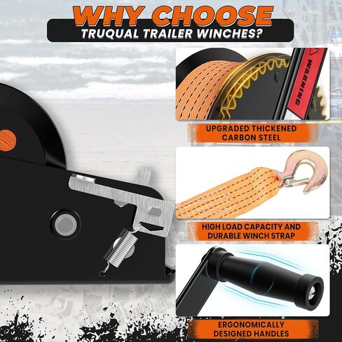 Winches على متن القوارب للمقطورات ، مقطورة القوارب الثقيلة مع حزام 33 قدم ، 2- الطريق السقاطة ونسبة 4: 1/8: 1 ترس اثنين من السرعة القابلة للتبديل 3500 رطل يدوية كرنك ، شاحنة القطر ، ATV ، RV و Jet Ski in Kuwait