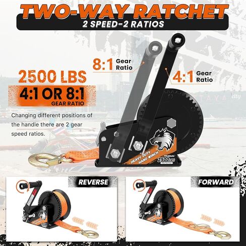 Winches على متن القوارب للمقطورات ، مقطورة القوارب الثقيلة مع حزام 33 قدم ، 2- الطريق السقاطة ونسبة 4: 1/8: 1 ترس اثنين من السرعة القابلة للتبديل 3500 رطل يدوية كرنك ، شاحنة القطر ، ATV ، RV و Jet Ski in Kuwait