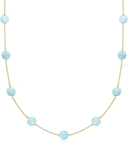 Ross-Simons 50.00 ct. t.w. Aquamarine Bead Station Necklace in 14kt Yellow Gold in Saudi Arabia