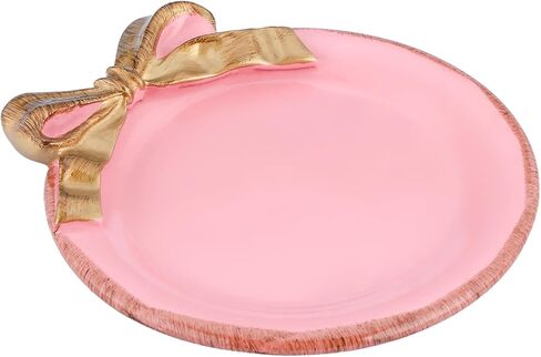 4 Inch Jewelry Tray for Home Decor Resin Vintage Bow-Knot Trinket Dish for Bedroom Round Storage Tray for Bathroom Vanity White Trinket Tray for Rings Bracelets Earrings in Saudi Arabia