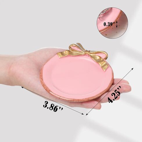 4 Inch Jewelry Tray for Home Decor Resin Vintage Bow-Knot Trinket Dish for Bedroom Round Storage Tray for Bathroom Vanity White Trinket Tray for Rings Bracelets Earrings in Saudi Arabia