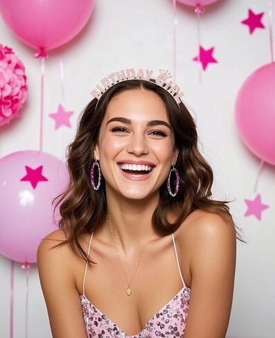 WeCoe Rose Gold Birthday Girl -Leadband - Farmling Rhinestone Tiara Crown Hair Association for Women Girls - عيد ميلاد سعيد ، in Kuwait
