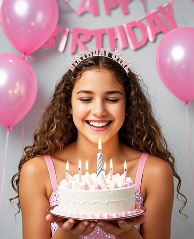 WeCoe Rose Gold Birthday Girl -Leadband - Farmling Rhinestone Tiara Crown Hair Association for Women Girls - عيد ميلاد سعيد ، in Kuwait