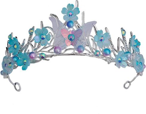 Tiaras Crown for Women, Bride Royal Queen Crown Pearl Rhinestone Princess Headband Quinceanera Hair Acessories Tiaras and Crown Jewelry for Porm Party (Purple Butterfly Pearl) in Saudi Arabia