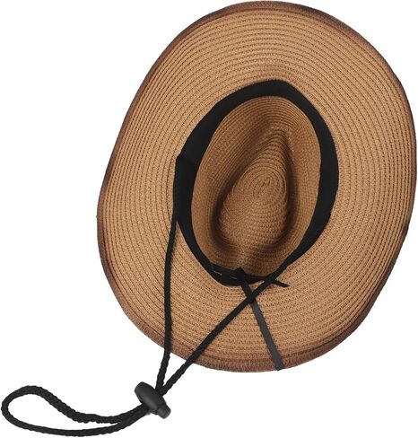 Retro Cowboy Sun Hat with Star Patterns Adjustable Draw-Cord Large Wide Brim Summer Hats for Travel Farm Garden Stage Show in Saudi Arabia